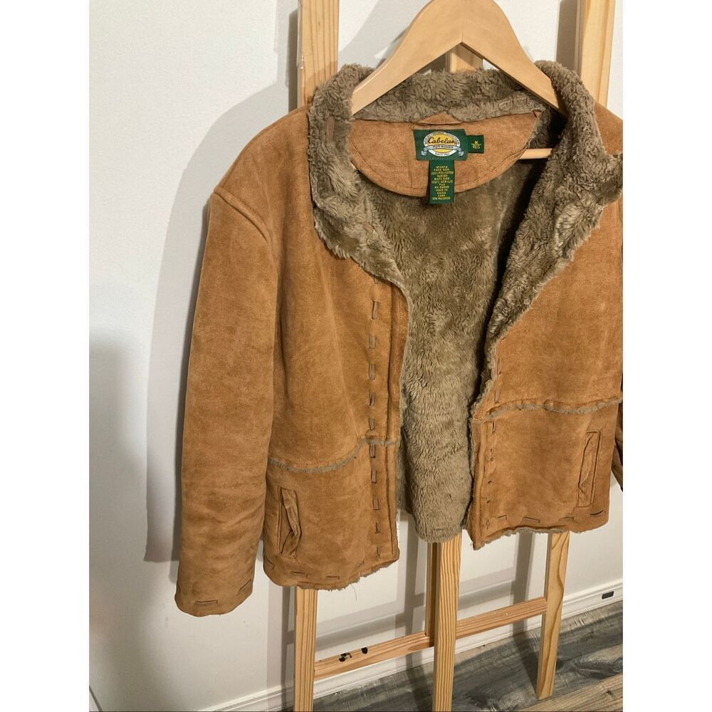 Cabela’s Faux suede and shearling open front jacket size medium - Picture 2 of 9